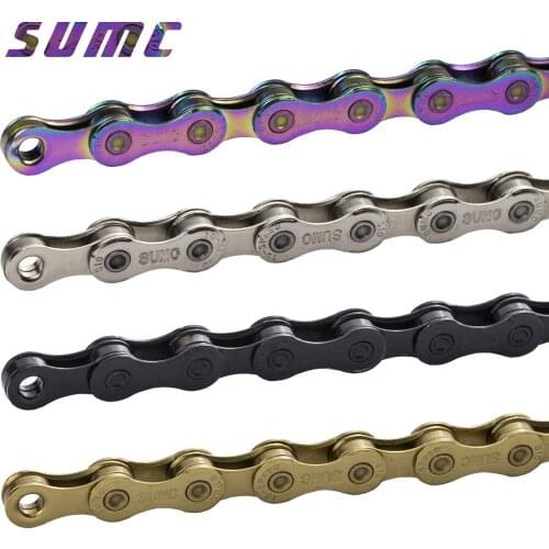 SUMC Bicycle Chain 9 / 10 / 11 / 12 Speed Gold Silver Rainbow Black Color for Road Bike MTB Chains Ultralight 116/126 Links New