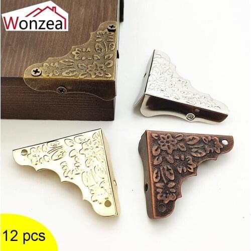 12pcs Decorative Jewelry Chest Wine Gift Wooden Box Case Table Picture Photo Frame Corner Protector Cover Guard+Screws 4 Color