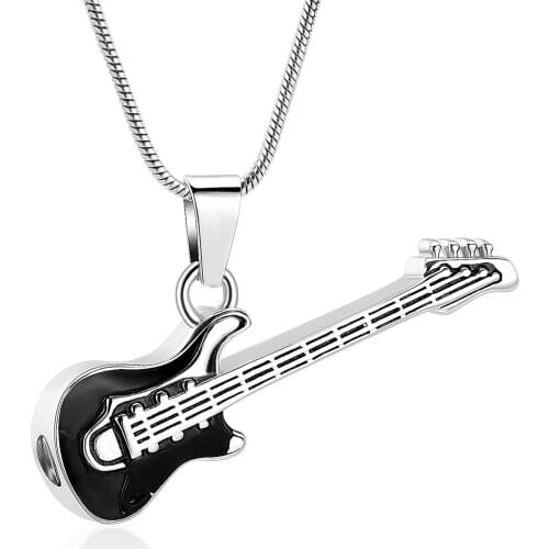 Electronic Guitar Cremation Jewelry Urn Pendant for Ashes Music Instrument Memorial Ashes Necklace Keepsake Jewelry
