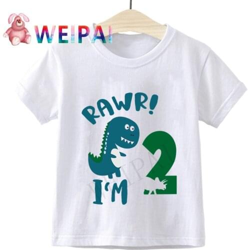 Boys Dinosaur Birthday Number Party T Shirt Children Happy Birthday Dino Present T-shirt Boy&Girl Animal Funny Gift Kid Tshirt