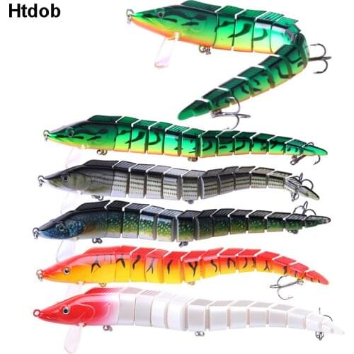 Htdob 9" Bass Striper Fishing Bait Swimbait Lure Life-like Eel Loach Multi-jointed Sections Hard Bait Crankbaits Pesca