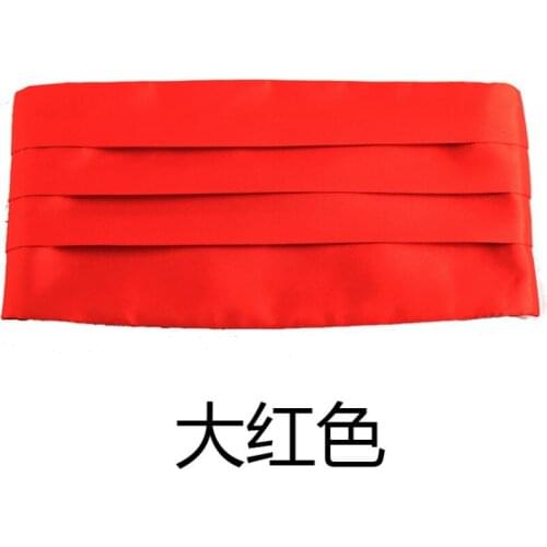 Ikepeibao Mens Classic Red Wide Cummerbund Silk Satin Elastic Belly band Tuxedo Cummerbund For Formal Wedding Prom Party