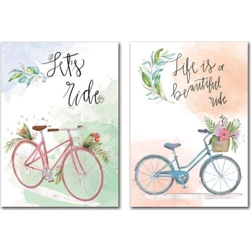 Letters and Bicycle Home Decoration Canvas Painting Bedroom Living Room Posters Hd Printing Pictures with Waterproof Ink Wall Pi