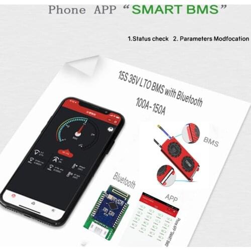 15S 36V LTO BMS 100A 150A with Bluetooth phone APP RS485 CANbus NTC UART for LTO Batteries 2.3V/2.4V connected in 15 series
