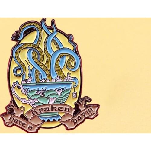 Mythical Kraken enamel pin cartoon Octopus brooch Ancient Evil God lapel badges women fashion jewelry gifts movie accessories