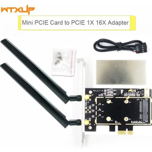 Mini PCI-E pcie wifi card to Desktop PCIE PCI-Express Wireless Bluetooth Adapter Converter 2 X antenna for Intel 7260 3160 AC