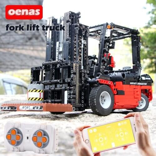 MouldKing MOC High-Tech City Engineering Vehicle APP Control RC Forklift Mk II Truck Model Building Blocks Kid Toys For Boy Gift