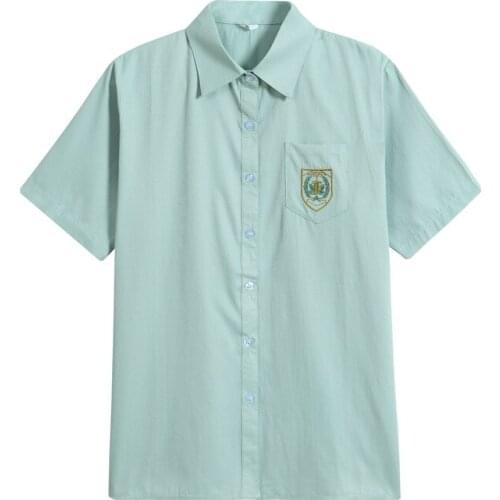 New Japanese Student Short Sleeve Green Shirt For Girls Middle High School Uniforms School Dress Jk Uniform Top Large-size XS-XL
