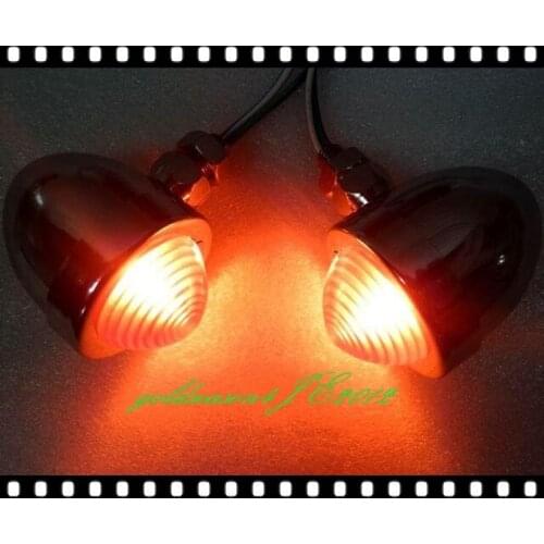 From aftermarket Chrome/Red TURN SIGNAL Bullet LIGHT fitting for Harley Bobber Chopper Cruiser Custom