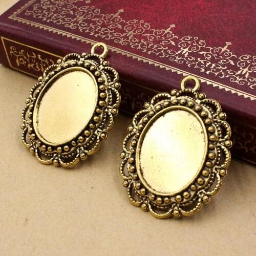 Fit 14x18mm Oval Antique gold Glass/Cabochon Frame Bezel Settings, Pendant Tray blank 20pcs/lot K05490