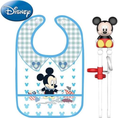 Disney Mickey Mouse Minnie Chopsticks Training for Children Chopsticks Storage Fork Practice Spoon Baby Rice Pocket Anti-dirty