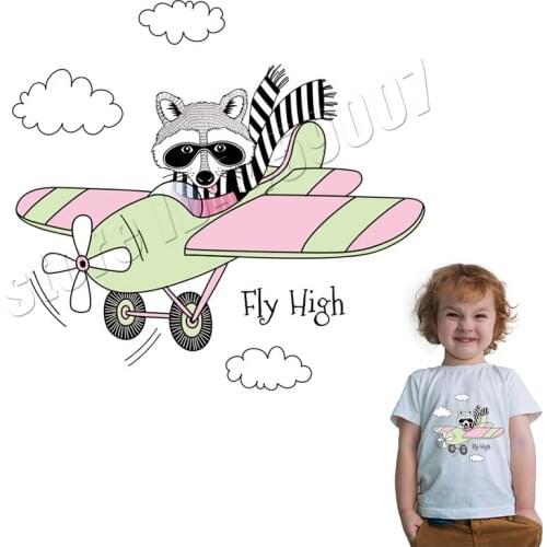Animals Parches Cartoon Popular Fly High Stickers On Clothing Children Patches On Backpacks Kawaii Hot Sale Raccoon Applique