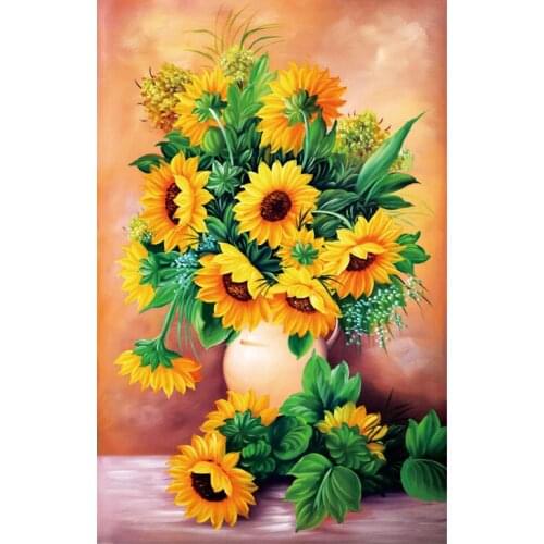Handmade needlework diy square diamond embroidery plant full rhinestonea flower cross stitch round diamond painting sunflower