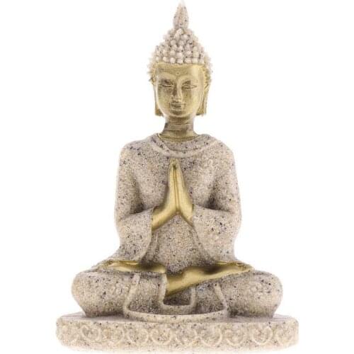 Handmade Meditation Buddha Statue Sandstone Sculpture Figurine # 3