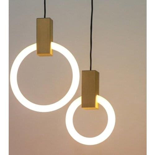 Nordic Design LED Pendant Light for Living Room Bedroom Kitchen Dining Room Round Ring Golden Acrylic Hanging Lamp Home Decor