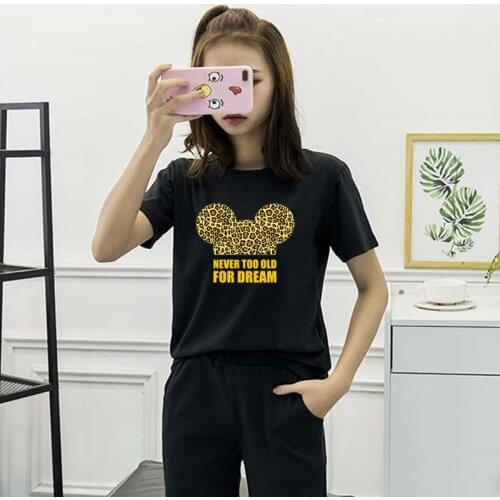 Trend Couple Letter Print T-Shirts Simple Short Sleeve Harajuku Tees Sweet Women Summer Loose Casual Round Neck Tops