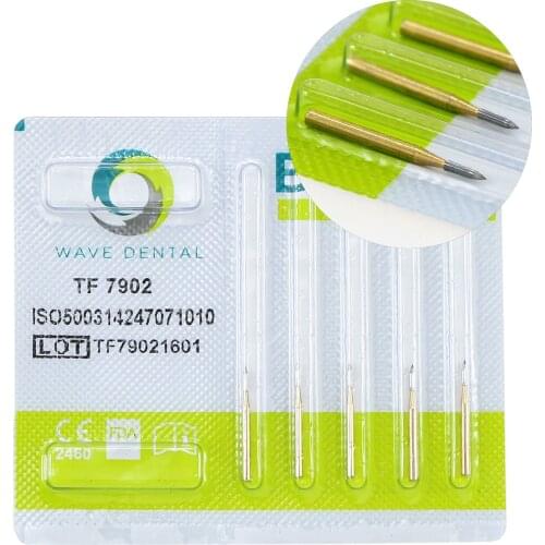 WAVE Dental 12 Bladed Gold Plated Finishing Trimming and Finishing Burs T Series TF 7902