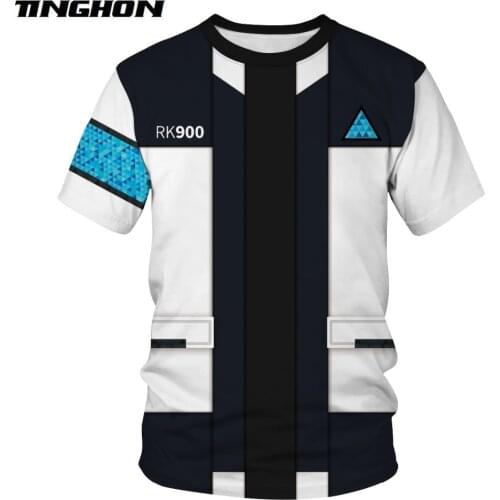 XS-7XL Unisex Men Women T Shirt Game Detroit Become Human Connor RK900 Agent Uniform T-shirt Short Sleeve Cosplay Costumes Tops