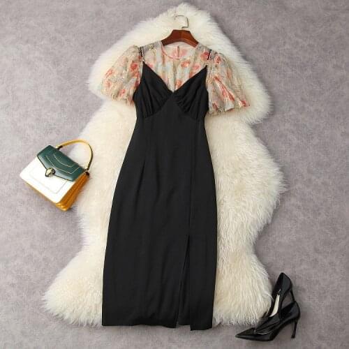 European and American womens wear for summer 2021 Short sleeved net printed T-shirt Condole belt Fashion dress two pieces