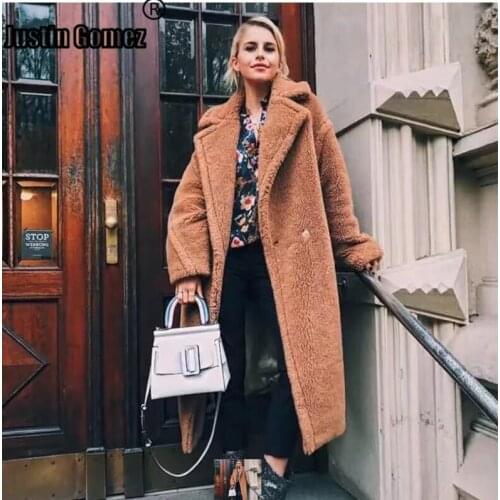 Ladies Winter Snow Coats Hot Sale UK Star Design Warm Oversized Lamb Wool Jacket Real Leather Grass Long Outer Clothing