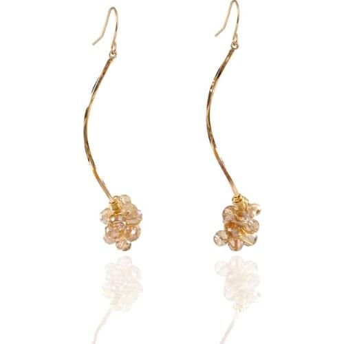 LANFLORA new S shape women long Pearl handmade tassel earrings for girlfriend birthday gift Classic bulk wholesale earrings