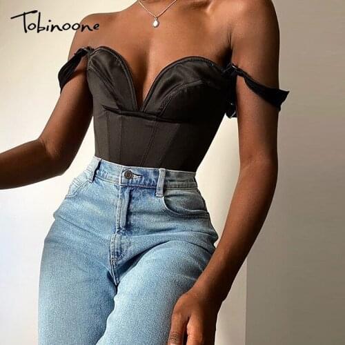 Tobinoone Women Bralette Crop Tank Top Boning Double Layers Cam Black Corset Tops Female Sexy Party Summer Streetwear Camiseta