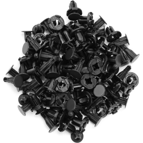 50Pcs Diameter 8mm Black Plastic Auto Fasteners Rivets Clips Vehicle Car Bumper Door Panel Fender Liner Clips Retainer