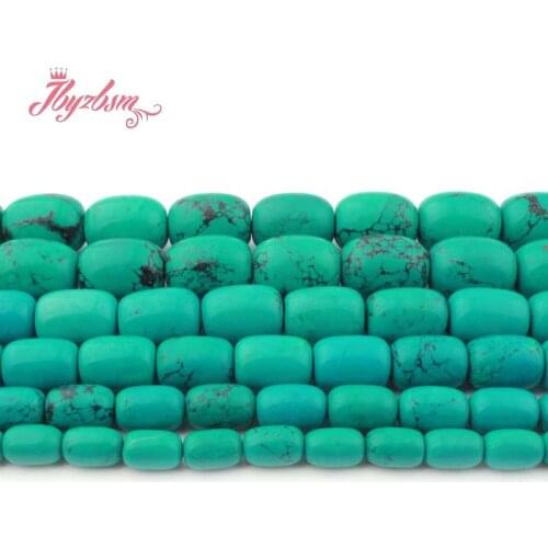 8x12.10x14.12x16.13x18.15x20mm Column BlueTurquoise Stone Beads For DIY Necklace Bracelets Jewelry Making 15" Free Shipping