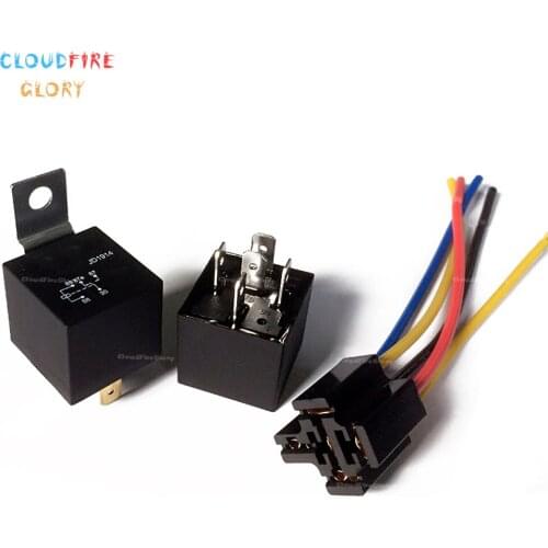 CloudFireGlory 5 Set 12V 30/40 Amp 5-Pin SPDT Automotive Relay with Wires & Harness Socket Set