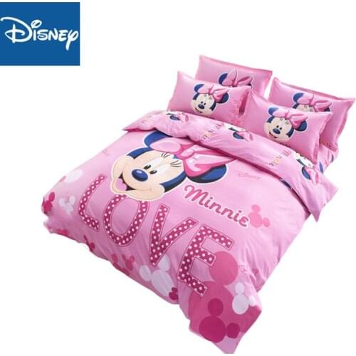 Disney minnie mouse bedding set for girls bed decor double duvet covers single flat sheet 3/4pcs kids home textile free shipping
