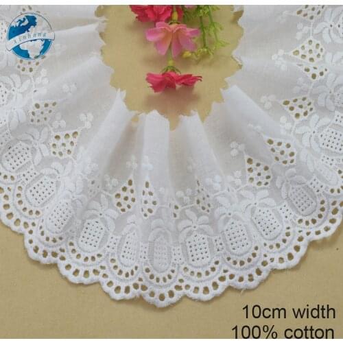 10cm white 100% cotton embroidery lace french lace ribbon fabric guipure diy trims warp knitting sewing Accessories#3721