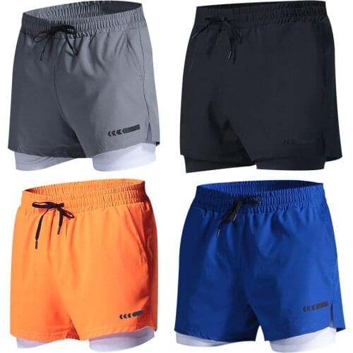 Summer New Mens Sport Shorts Double-Deck Jogging Running Shorts 2 In 1 Male Fitness Gym Workout shorts Marathon Track Shorts