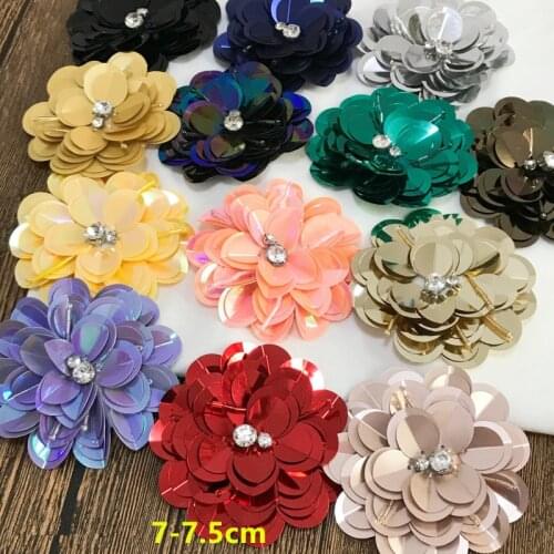 Beaded applique patches fashion sequins embroidery fabric flower patch for Clothing parches Rhinestones brooch
