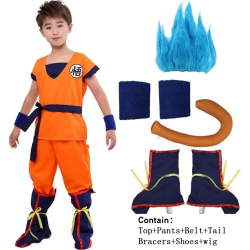 New Christmas Holiday Adult Kids Boy Z Son Goku With Shose Belt Cosplay Costume Suits Halloween Dress Party