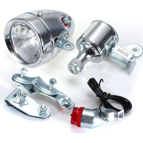 Vintage Bicycle Motorized Bike Friction 12V 6W Generator Headlight Tail Light