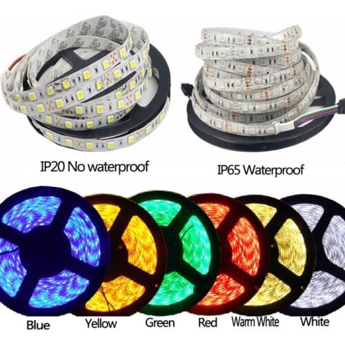 5M 300Leds waterproof RGB Led Strip Light 5050 DC12V 60Leds/M flexible Light Led Ribbon Tape Home Decoration Lamp