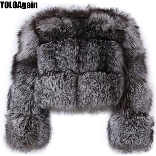 YOLOAgain High Quality Winter Warm Women Natural Raccoon Fur Real Fox Fur Jacket