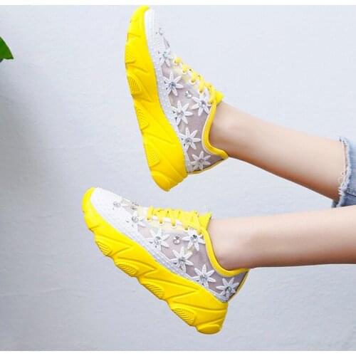 Rhinestone White Shoes for Women 2021 Spring Summer New Womens Shoes Korean Style Breathable Fashionable Flat Sports Sandals