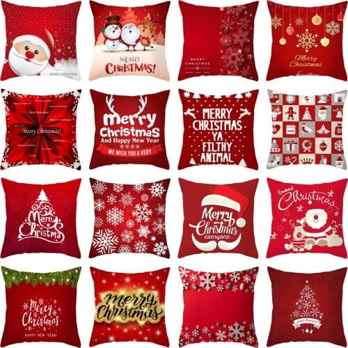 1PC Christmas Cushion Cover Home Decorative Pillows Sofa/Bed Christmas Pillow Covers Santa Claus Cartoon Tree Snow Throw Pillows