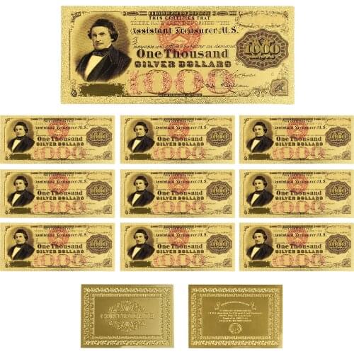 1878Year 24k Gold Banknotes USA 1000 Dollar Foil Bills Collections Currency Fake Money Home Decor Bank Notes 10pcs Free Shipping