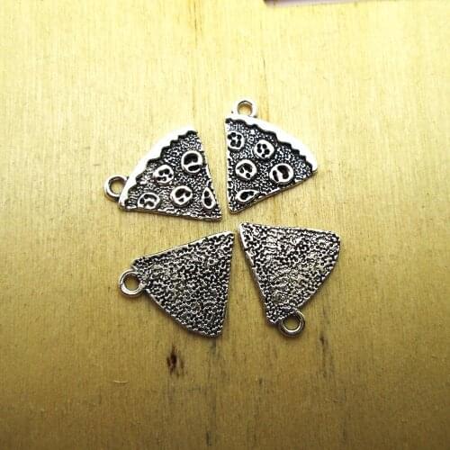 20pcs 20mm x 19mm Large Slice Of Pizza Food Best Friends Family DIY necklace/ bracelets charms antique silver tone