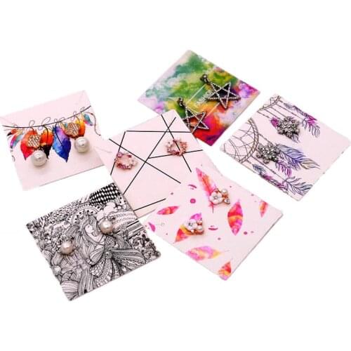 2021 Fashion Jewelry Cardboard 50PCS Multicolor Pattern Earring Packaging Jewelry Stand Cards Necklace Bracelet Paper Hang Card