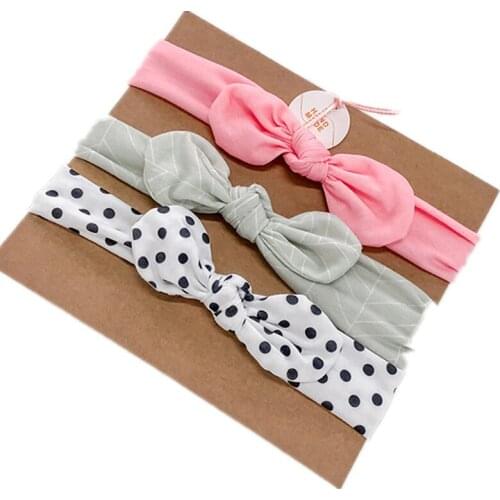 3Pcs/Set Baby Girl Headband Bowknot Newborn Hairband Children Headwear Solid Color Elastic Headbands For Infant Hair Accessories