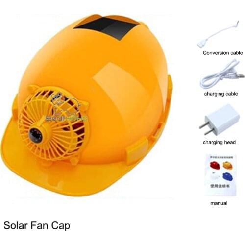 4-speed Wind Solar Fan Cap Thick Site Safety Helmet With Electric Fan USB Charging Sunshade Cool Safety Hat Adjustable Headband