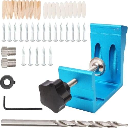 46 Pcs Oblique Hole Locator Pocket Hole Drill Guide Dowel Jig Drilling Kit Sturdy Aluminium Alloy Woodworker DIY Tools