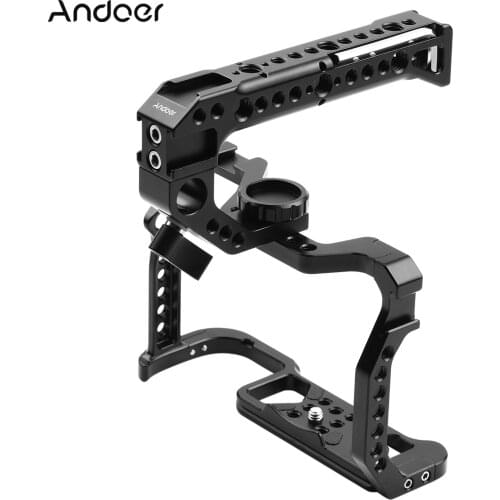 Andoer Aluminum Alloy Camera Cage + Top Handle Kit Replacement for Canon EOS R5 R6 DSLR camera with 1/4" Screw Holes Cold Shoe