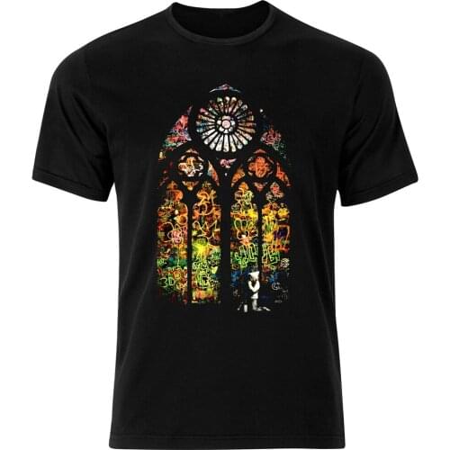 Banksy Street Art Stained Glass Church Wall Graffiti Mens Tshirt Tee Top Ac03 New Unisex Funny Tops Tee Shirt