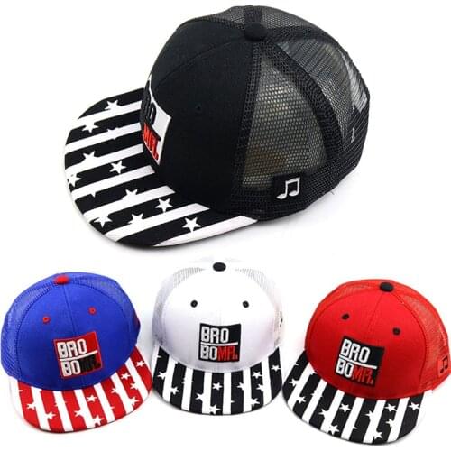 Star Print Baseball Caps Gor Boys Girls Summer Mesh Sun Hats Embroidery Letter Kids Children Snapbacks Hip Hop Bone Trucker Hat