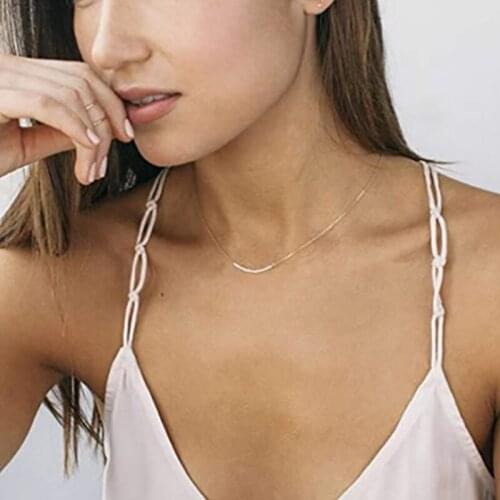 Simply Chain Choker Necklace Jeweley White Bead Slided for Women Girls Gift