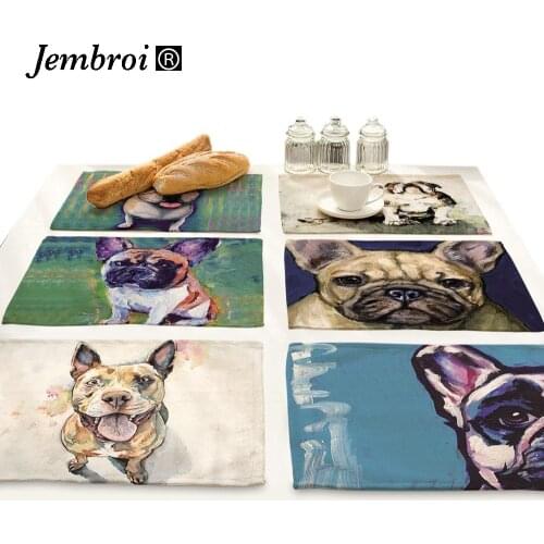 Coloured Drawing Dog Animal Printing Cup Coaster Tableware Placemat Bowl Mat Pad Cloth Table Set Home Accessories Kitchen Goods